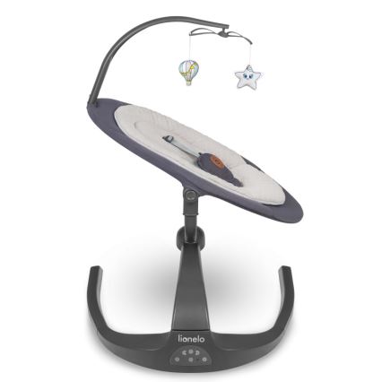 Lionelo - Babywippe mit Melodie RINA 4xAA Grey Concrete + Fernbedienung