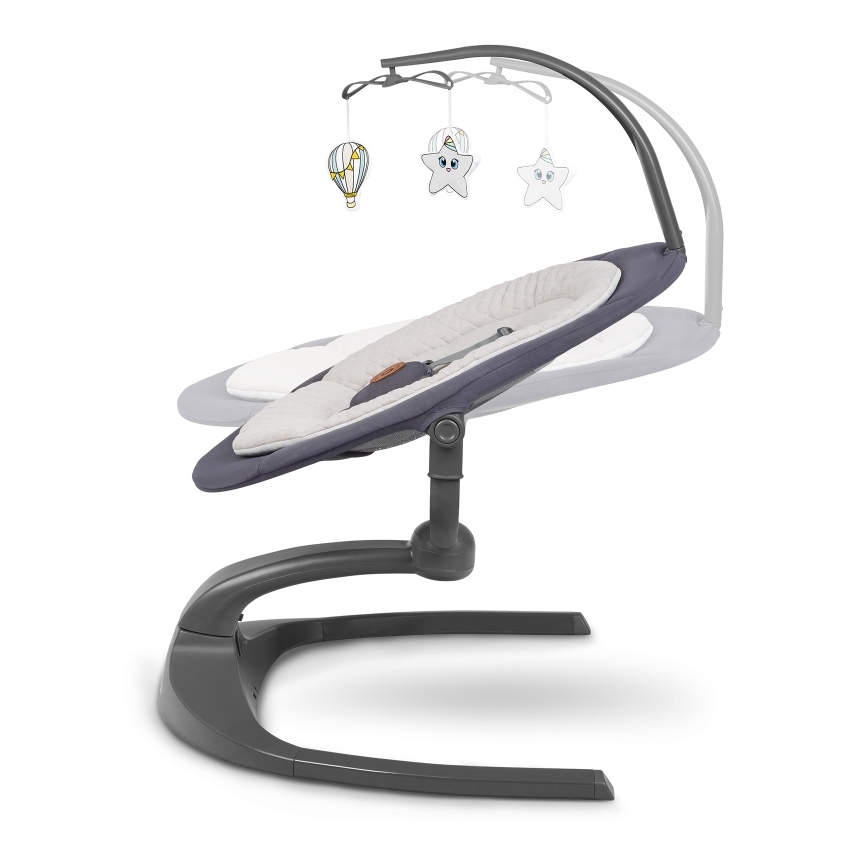 Lionelo - Babywippe mit Melodie RINA 4xAA Grey Concrete + Fernbedienung