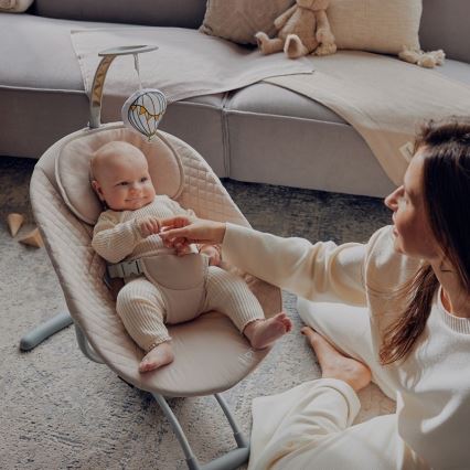 Lionelo - Babywippe mit Melodie RIO 4xC Beige Latte + Fernbedienung