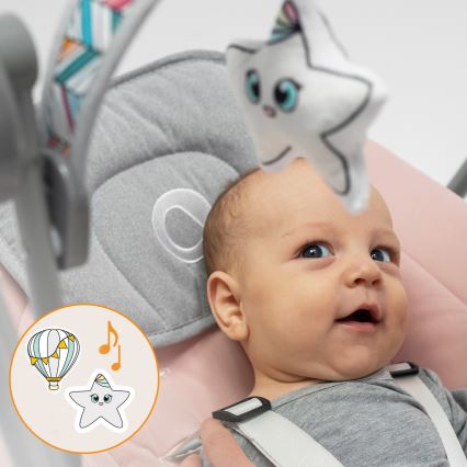 Lionelo - Babywippe OTTO 4xLR14 Pink Baby