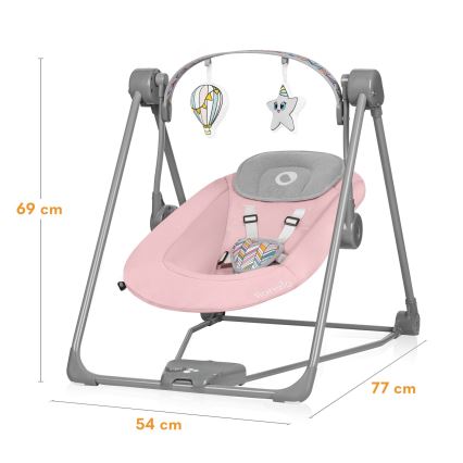 Lionelo - Babywippe OTTO 4xLR14 Pink Baby