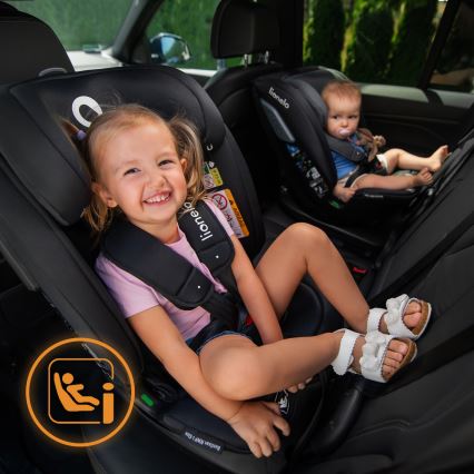 Lionelo - Drehbarer Autokindersitz BASTIAAN i-Size 40-150 cm mit Basis, Black Carbon