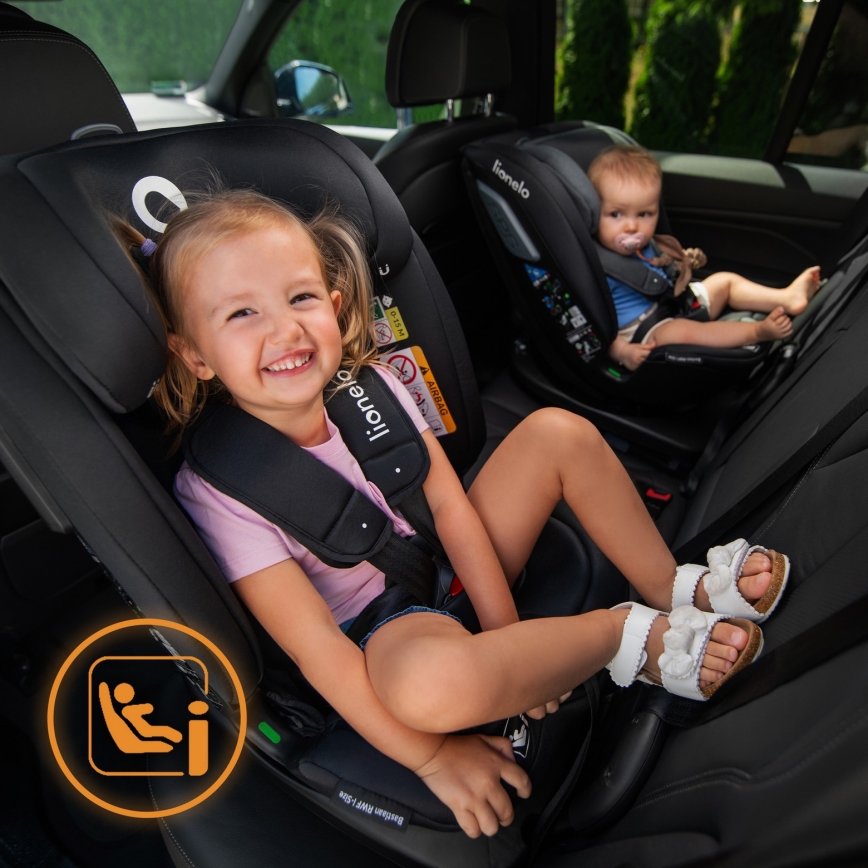 Lionelo - Drehbarer Autokindersitz BASTIAAN i-Size 40-150 cm mit Basis, Black Carbon