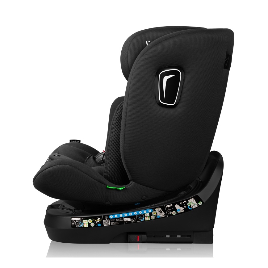 Lionelo - drehbarer Autokindersitz BRAVE i-Size 40-150 cm mit Basis, Schwarz-Carbon