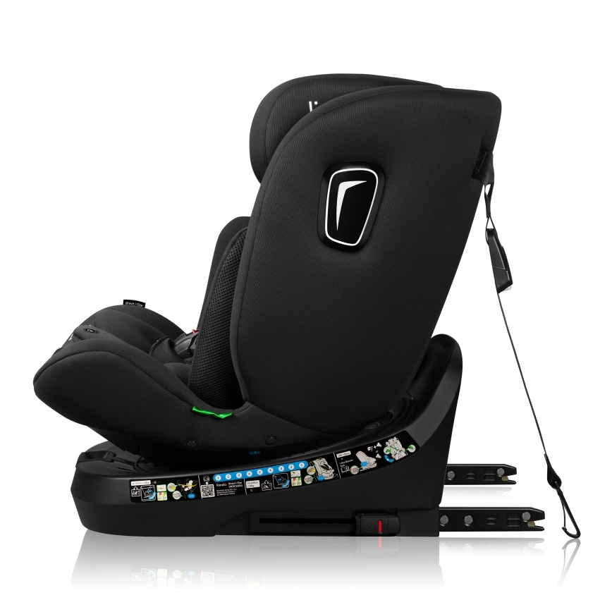 Lionelo - drehbarer Autokindersitz BRAVE i-Size 40-150 cm mit Basis, Schwarz-Carbon