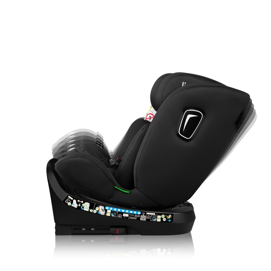 Lionelo - drehbarer Autokindersitz BRAVE i-Size 40-150 cm mit Basis, Schwarz-Carbon