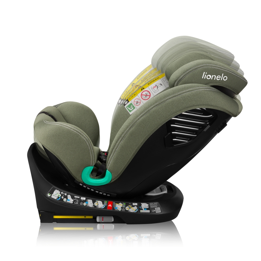 Lionelo - Drehbarer Autokindersitz mit Basis BASTIAAN ONE i-Size 40-150 cm Olivgrün