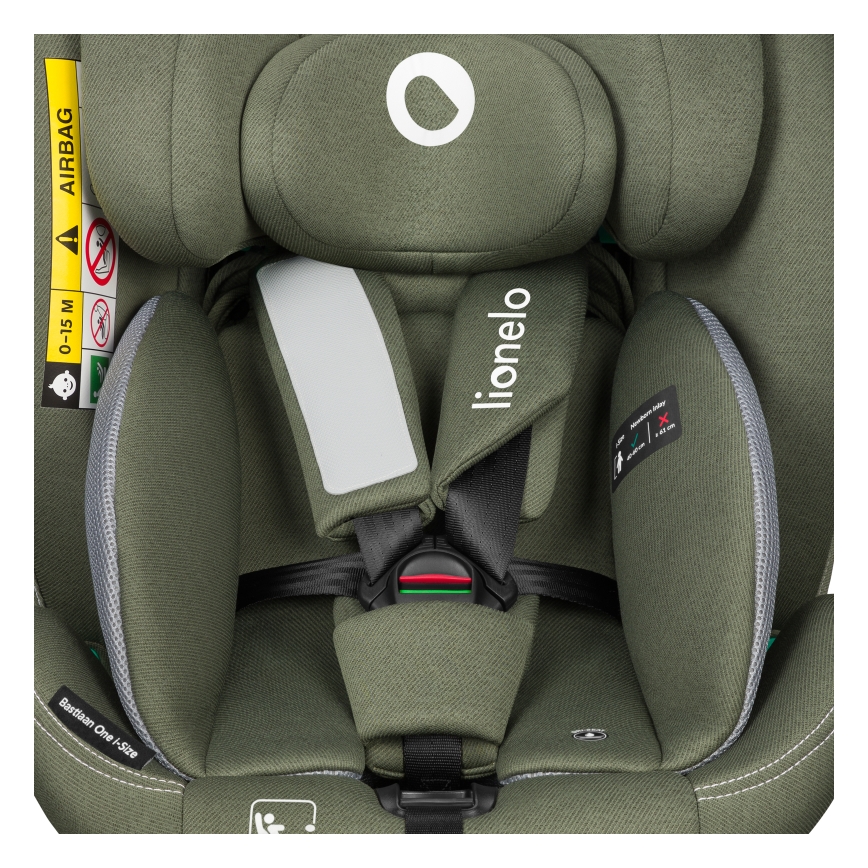 Lionelo - Drehbarer Autokindersitz mit Basis BASTIAAN ONE i-Size 40-150 cm Olivgrün