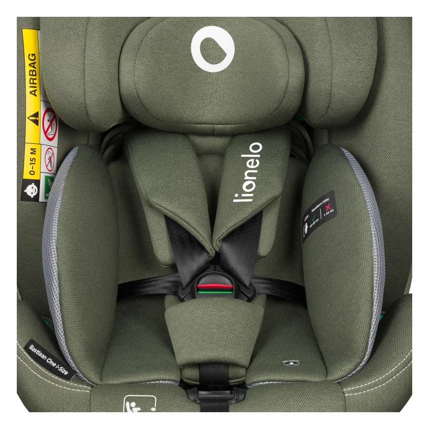 Lionelo - Drehbarer Autokindersitz mit Basis BASTIAAN ONE i-Size 40-150 cm Olivgrün