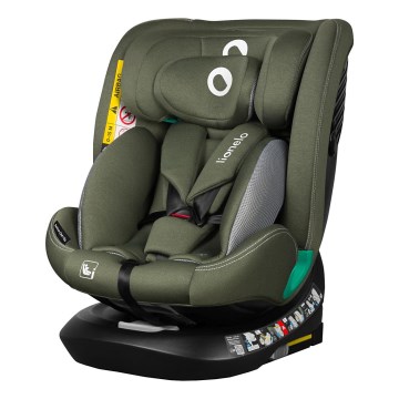 Lionelo - Drehbarer Autokindersitz mit Basis BASTIAAN ONE i-Size 40-150 cm Olivgrün