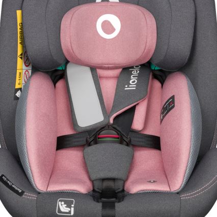 Lionelo - Drehbarer Kindersitz mit Basis BASTIAAN ONE i-Size 40-150 cm Pink Rose
