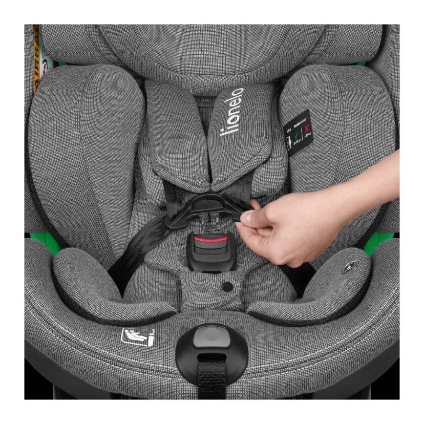 Lionelo - Drehbarer Autokindersitz mit Basis HARMONY i-Size 40-150 cm schwarz/grau