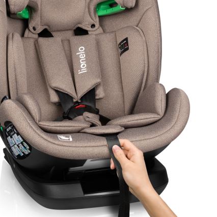 Lionelo - Drehbarer Autokindersitz mit Basis LAVENDER i-Size 76-150 cm Beige Latte