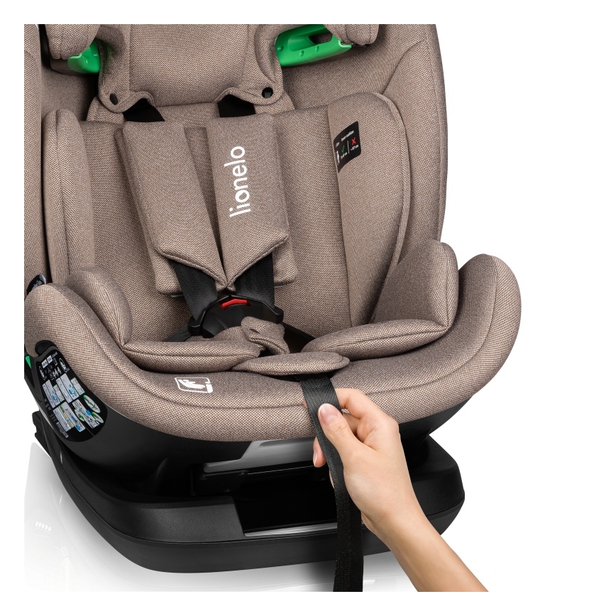 Lionelo - Drehbarer Autokindersitz mit Basis LAVENDER i-Size 76-150 cm Beige Latte