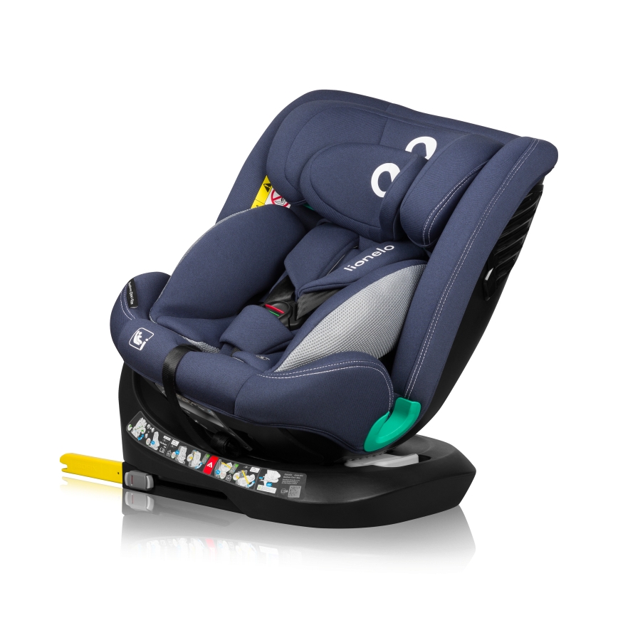 Lionelo - Drehbarer Autokindersitz mit Base BASTIAAN ONE i-Size 40-150 cm Navyblau