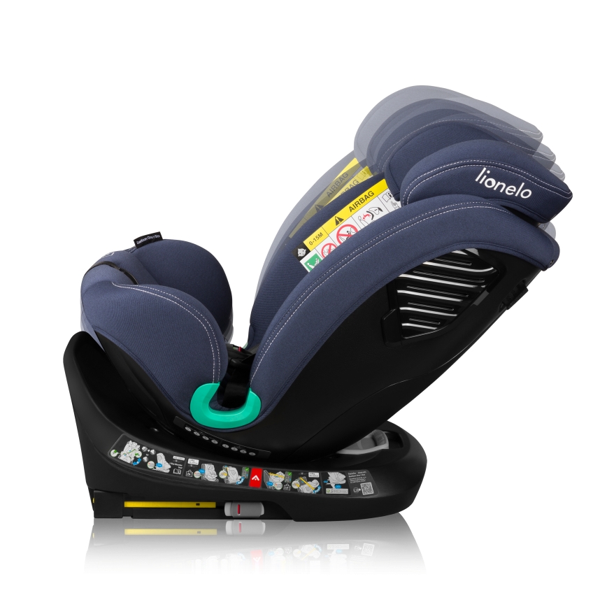 Lionelo - Drehbarer Autokindersitz mit Base BASTIAAN ONE i-Size 40-150 cm Navyblau