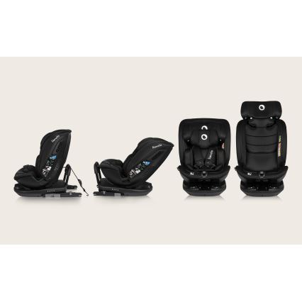 Lionelo - Drehbarer Kindersitz mit Basis BASTIAAN i-Size 40-150 cm Carbon-Schwarz