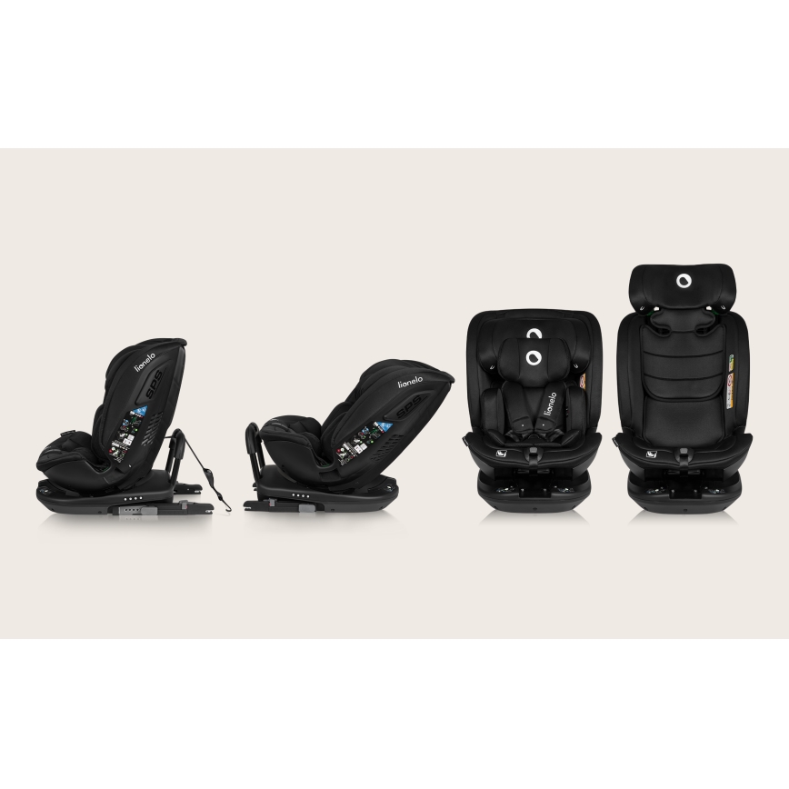 Lionelo - Drehbarer Kindersitz mit Basis BASTIAAN i-Size 40-150 cm Carbon-Schwarz