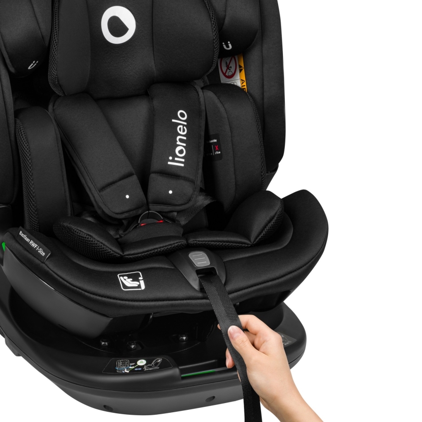 Lionelo - Drehbarer Kindersitz mit Basis BASTIAAN i-Size 40-150 cm Carbon-Schwarz