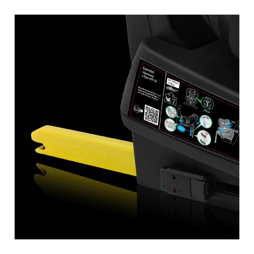 Lionelo - Drehbarer Kindersitz mit Basis HARMONY i-Size 40-150 cm, grau