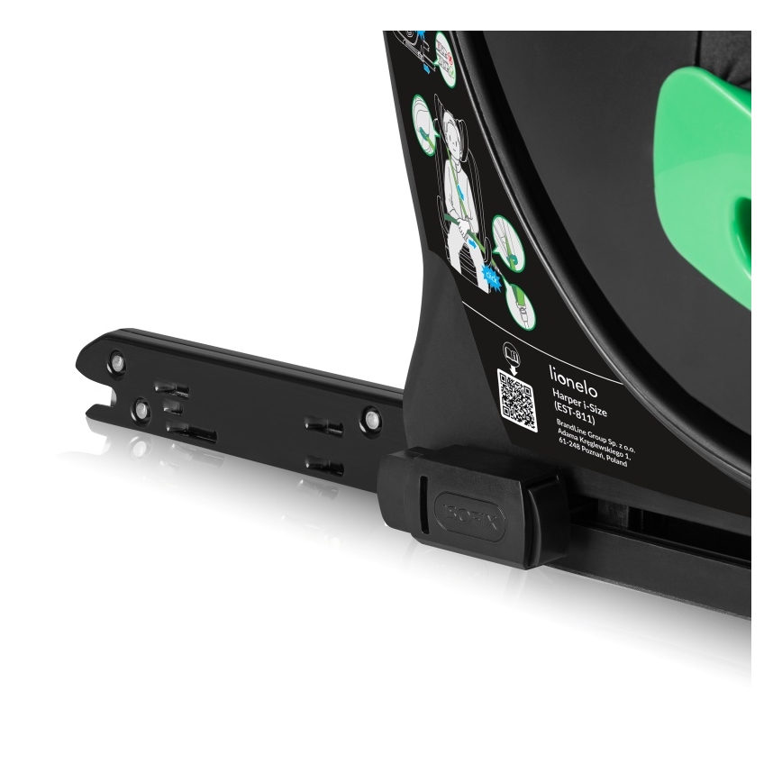 Lionelo - Drehbarer Kindersitz mit Basis HARPER i-Size 76-150 cm Schwarz/Carbon