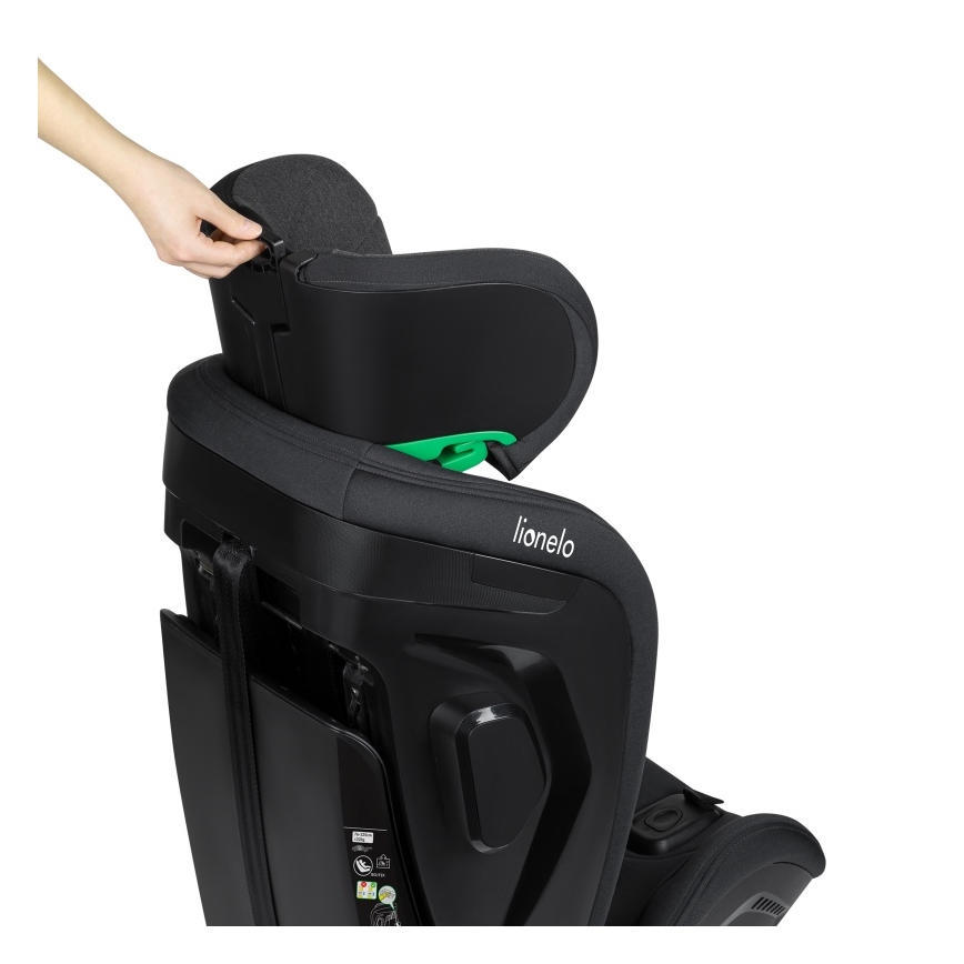 Lionelo - Drehbarer Kindersitz mit Basis HARPER i-Size 76-150 cm Schwarz/Carbon