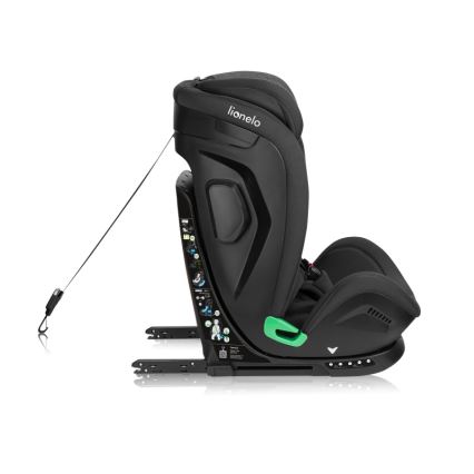 Lionelo - Drehbarer Kindersitz mit Basis HARPER i-Size 76-150 cm Schwarz/Carbon