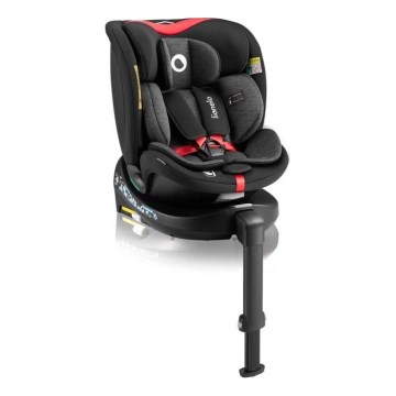 Lionelo - Drehbarer Kindersitz mit Basis NAVY i-Size 40-150 cm Schwarz/Rot