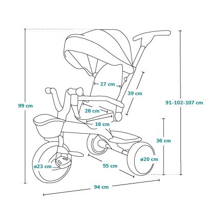 Lionelo - HAARI Kinder-Dreirad, rosa/grau