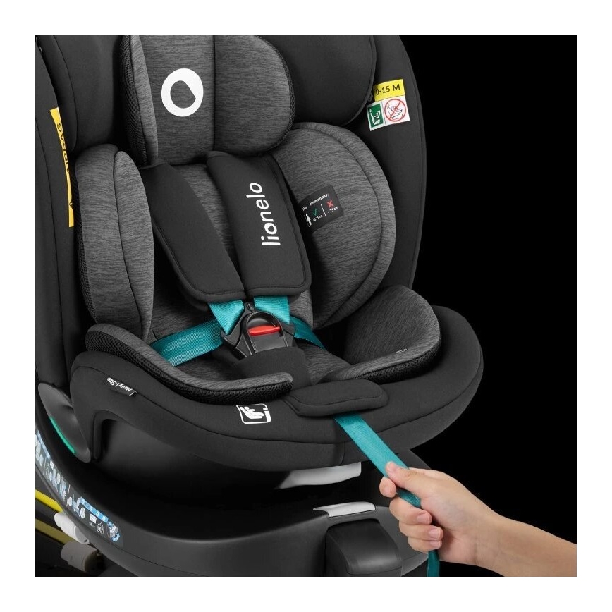 Lionelo - Kindersitz mit Basis, drehbar NAVY i-Size 40-150 cm schwarz/türkis