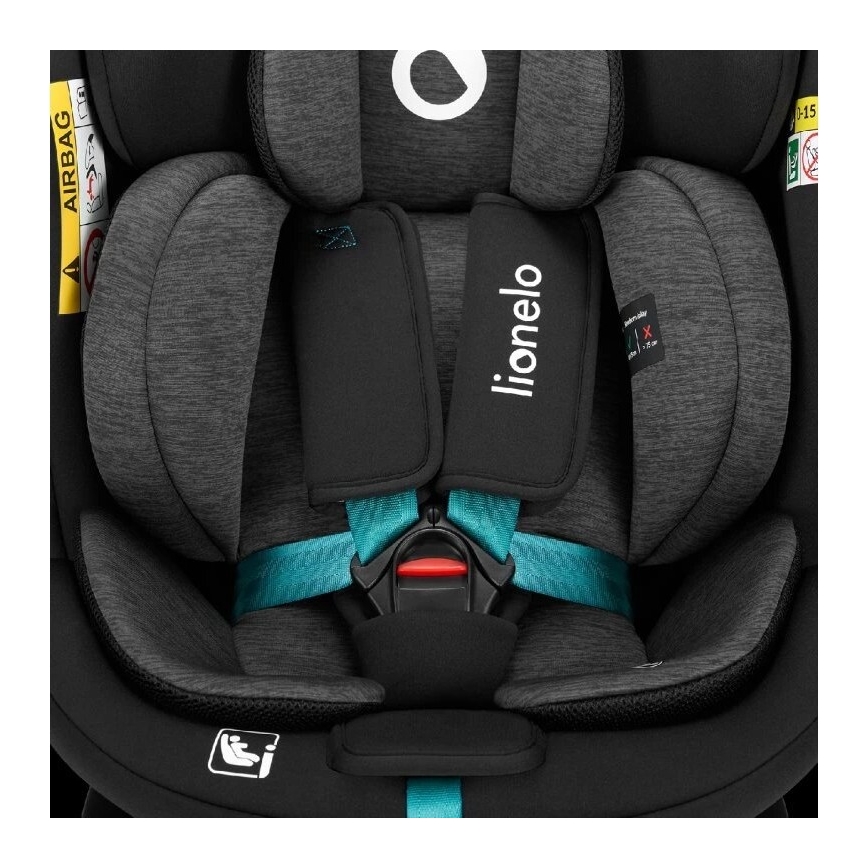 Lionelo - Kindersitz mit Basis, drehbar NAVY i-Size 40-150 cm schwarz/türkis