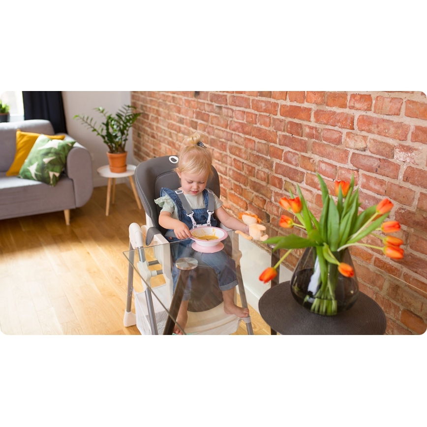 Lionelo - Kinder-Essstuhl LINN PLUS weiß/grau