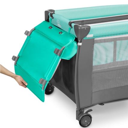 Lionelo - Kinder-Reisebett SVEN PLUS grau/türkisfarben