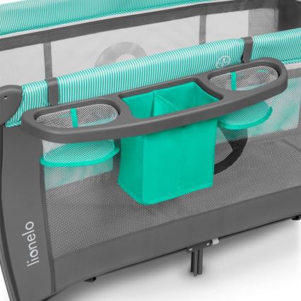 Lionelo - Kinder-Reisebett SVEN PLUS grau/türkisfarben