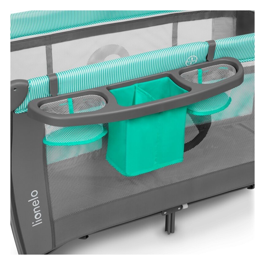 Lionelo - Kinder-Reisebett SVEN PLUS grau/türkisfarben
