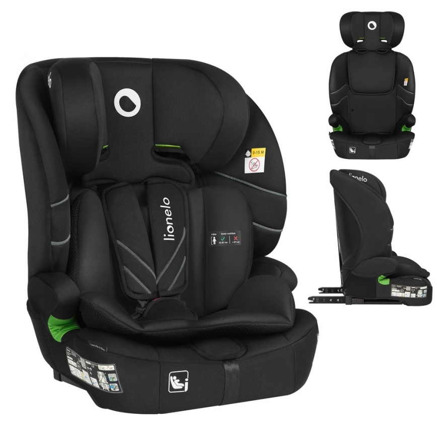 Lionelo - Kindersitz LEVI FIX i-Size 76-150 cm Schwarz Carbon