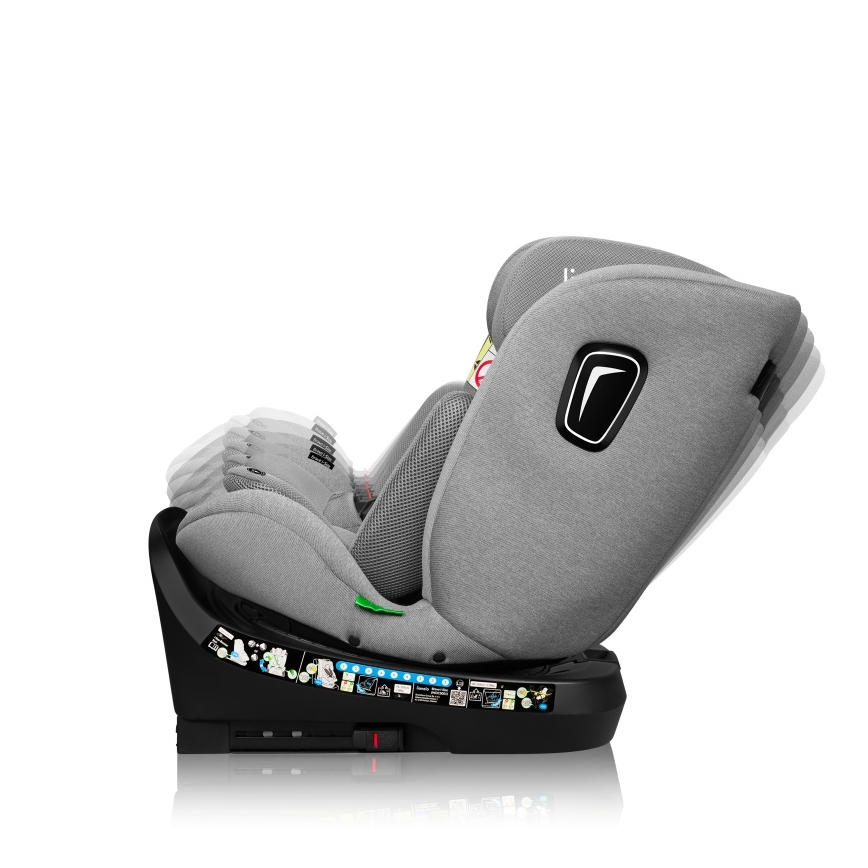 Lionelo - Kindersitz mit drehbarer Basis BRAVE i-Size 40-150 cm Grey Stone