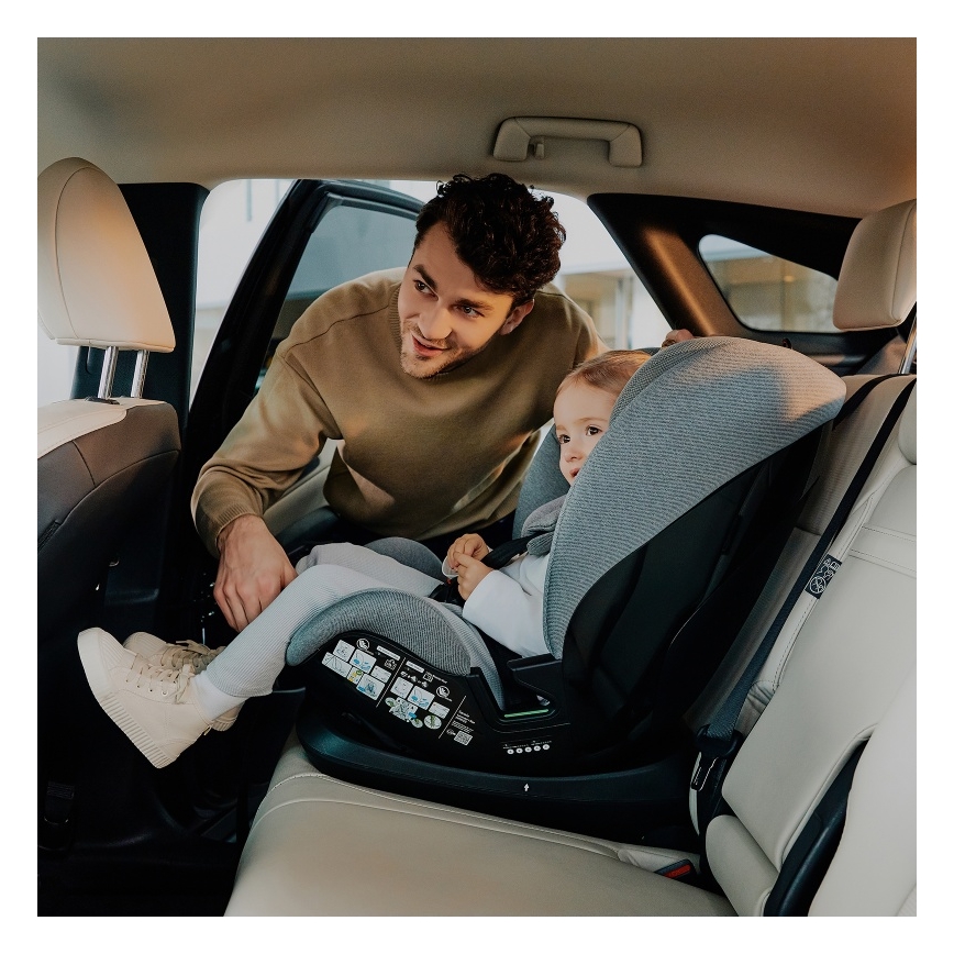 Lionelo - Kindersitz mit drehbarer Basis LAVENDER i-Size 76-150 cm Steingrau