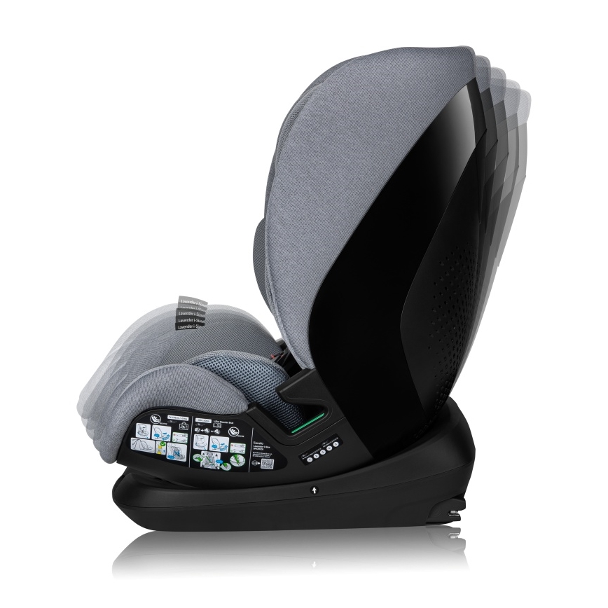 Lionelo - Kindersitz mit drehbarer Basis LAVENDER i-Size 76-150 cm Steingrau