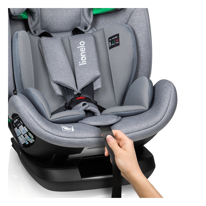 Lionelo - Kindersitz mit drehbarer Basis LAVENDER i-Size 76-150 cm Steingrau