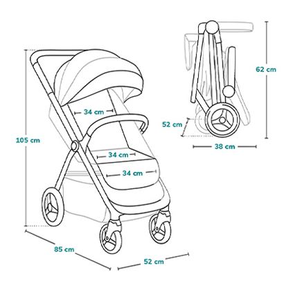 Lionelo - Kinderwagen INGRID dunkelgrau/schwarz