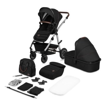 Lionelo - Kombi-Kinderwagen 2-in-1 AMBER Schwarz/Silber