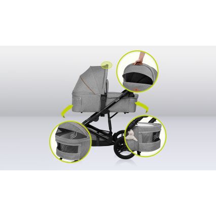 Lionelo - Kombi-Kinderwagen 2-in-1 MARI TOUR Grey Stone