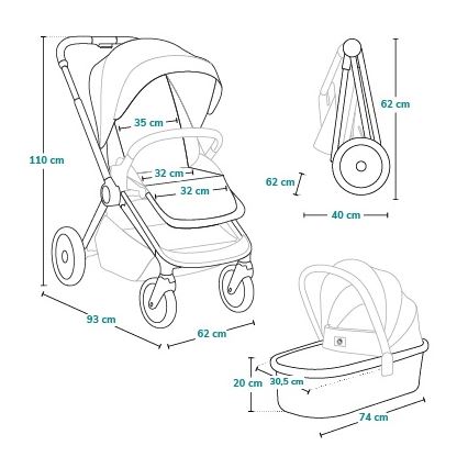 Lionelo - Kombi-Kinderwagen 2-in-1 MIKA PLUS Beige Sand