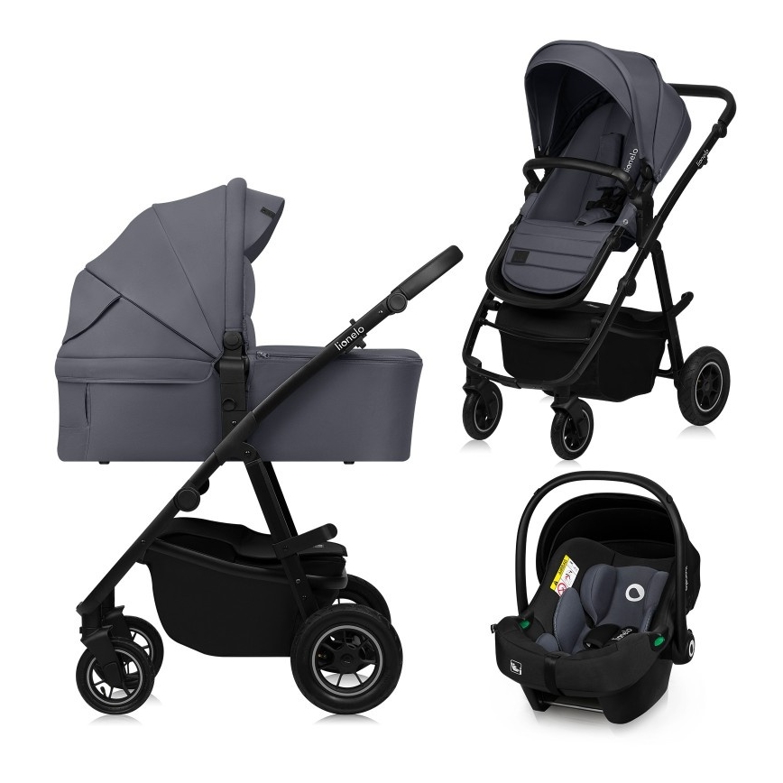 Lionelo - Kombi-Kinderwagen 3-in-1 AMBER PLUS Grau Graphit