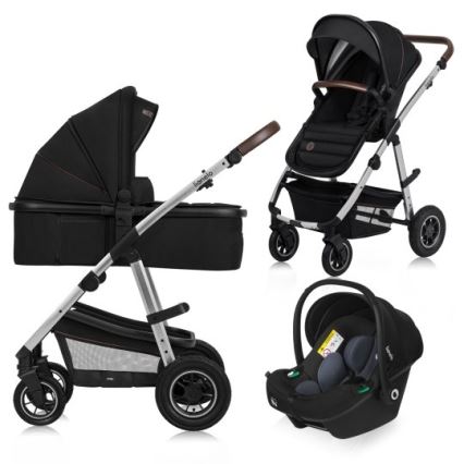 Lionelo - Kombi-Kinderwagen 3-in-1 AMBER Schwarz/Silber
