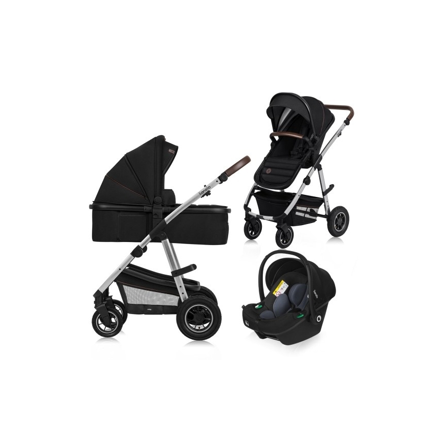 Lionelo - Kombi-Kinderwagen 3-in-1 AMBER Schwarz/Silber
