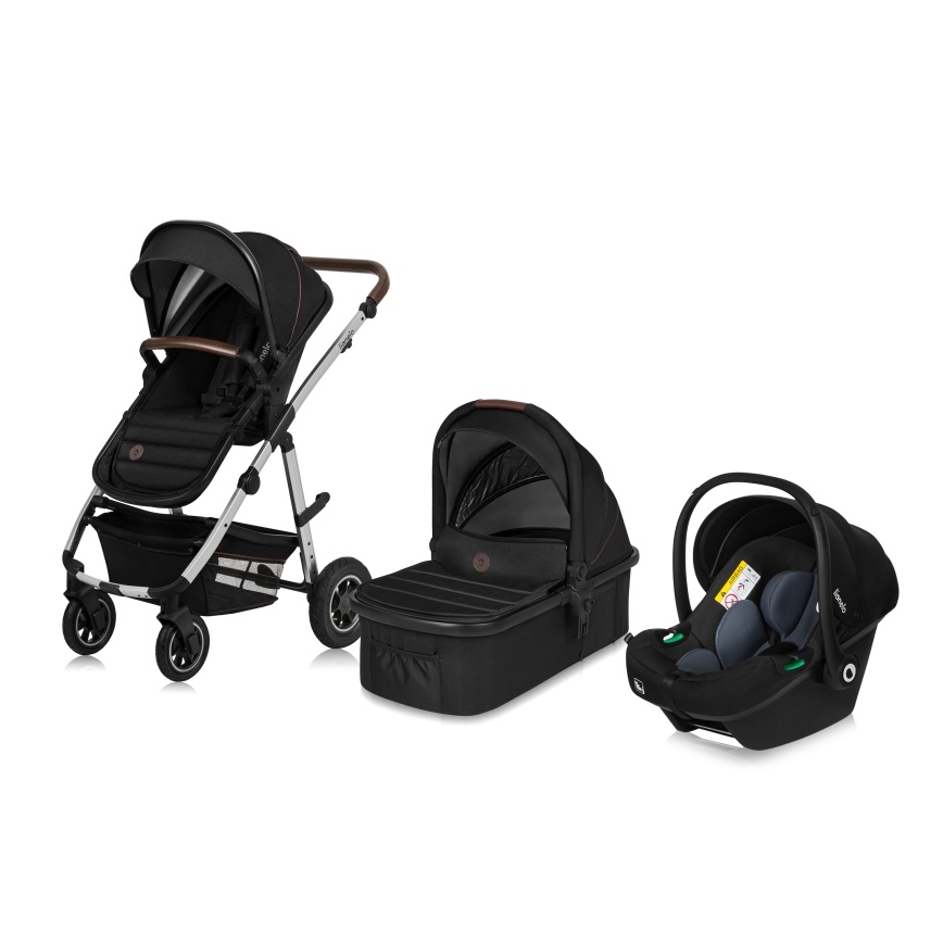 Lionelo - Kombi-Kinderwagen 3-in-1 AMBER Schwarz/Silber