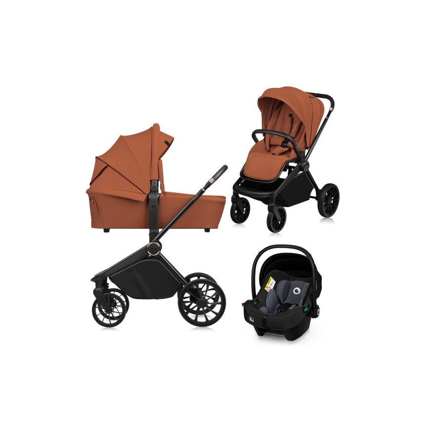 Lionelo - Kombi-Kinderwagen 3-in-1 MIKA PLUS Braun-Rost