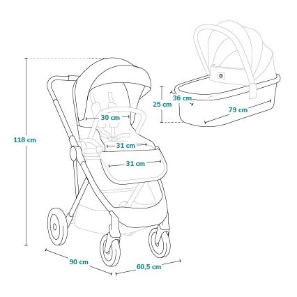 Lionelo - Kombinierter 2-in-1 Kinderwagen AMBER PLUS Green Forest